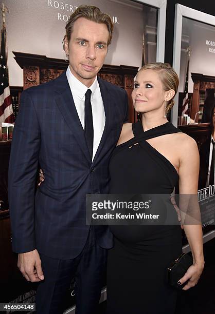 Actors Dax Shepard and Kristen Bell attend the Premiere of Warner Bros. Pictures and Village Roadshow Pictures' "The Judge" at AMPAS Samuel Goldwyn...