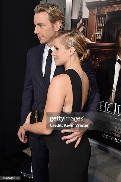 Actors Dax Shepard and Kristen Bell attend the Premiere of Warner Bros. Pictures and Village Roadshow Pictures' "The Judge" at AMPAS Samuel Goldwyn...