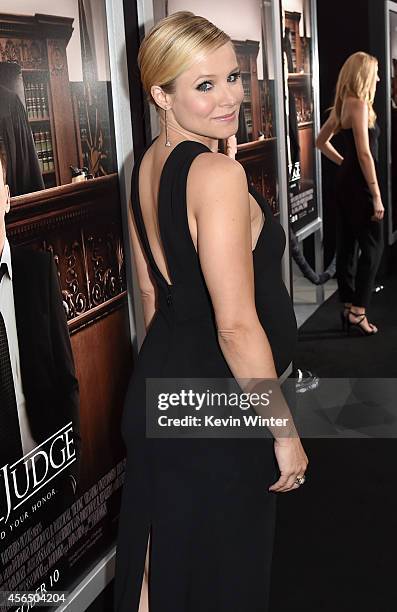 Actress Kristen Bell attends the Premiere of Warner Bros. Pictures and Village Roadshow Pictures' "The Judge" at AMPAS Samuel Goldwyn Theater on...