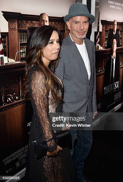 Connie Angland and actor Billy Bob Thornton attend the Premiere of Warner Bros. Pictures and Village Roadshow Pictures' "The Judge" at AMPAS Samuel...