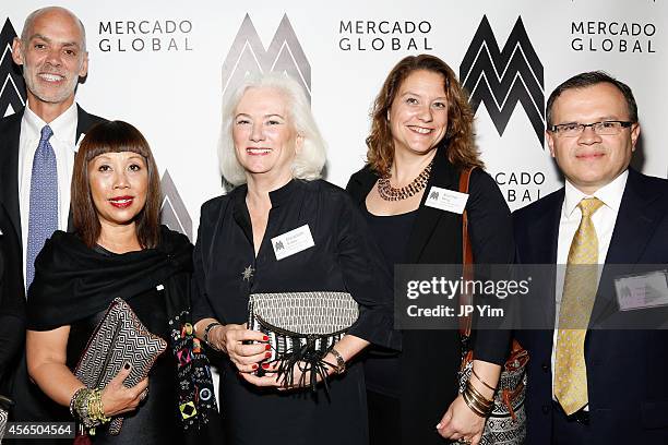 Gerrard Beeney, Marilyn Harrison, Elizabeth Bailey, Rachel Berg and Henry Webb attend the Mercado Global Fashion Forward Gala at Hotel Americano on...