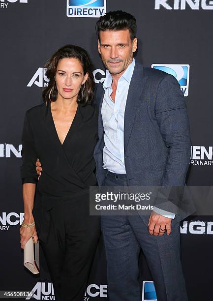 Actress Wendy Moniz and actor Frank Grillo attend the Premiere Event for DIRECTV's KINGDOM on October 1, 2014 in Venice, California.