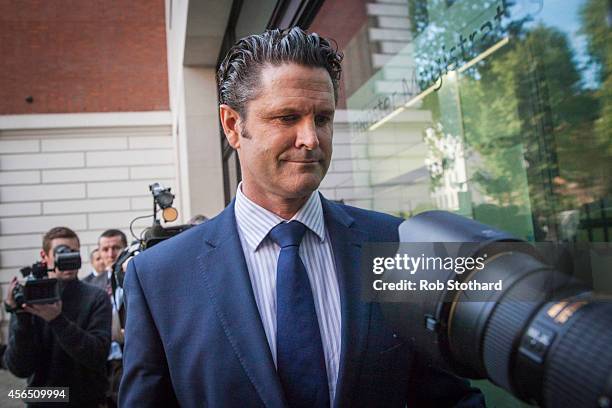 Former New Zealand cricketer, Chris Cairns, arrives at The City of Westminster Magistrates Court on October 2, 2014 in London, England. The...