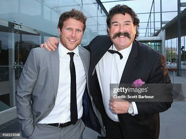 Campbell Brown and Robert DiPierdomenico attend the Melbourne Spring Racing Carnival Launch at the Melbourne Museum on October 2, 2014 in Melbourne,...