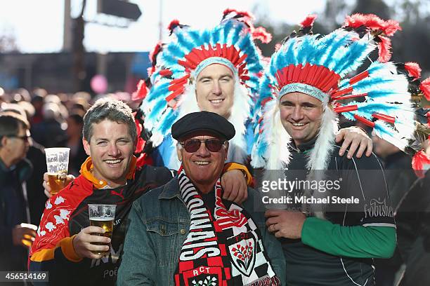 Supporters of Toulon and Exeter Chiefs gather ahead of the Heineken Cup Pool Two match between Toulon and Exeter Chiefs at the Felix Mayol Stadium on...