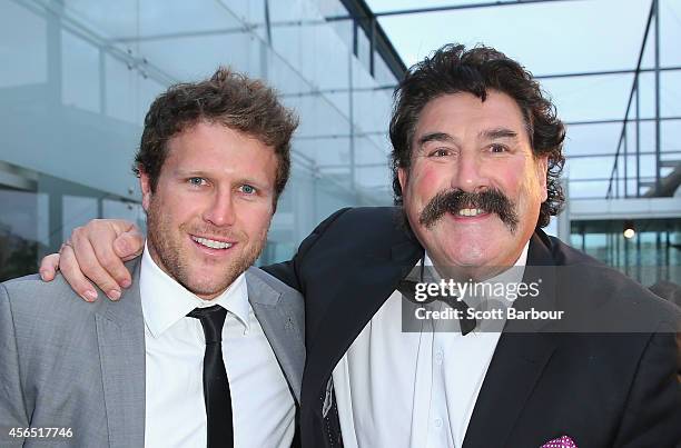 Campbell Brown and Robert DiPierdomenico attend the Melbourne Spring Racing Carnival Launch at the Melbourne Museum on October 2, 2014 in Melbourne,...