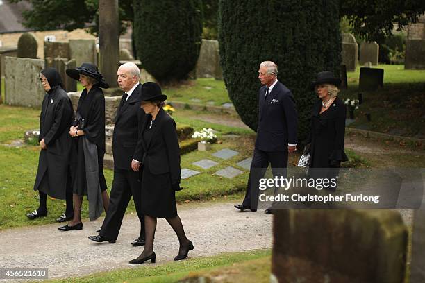 Prince Charles, Prince of Wales and Camilla,Duchess of Cornwall follow the Duke and Duchess of Devonshire, Lady Sophia Cavendish and Lady Emma...