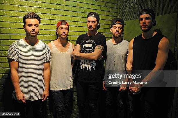Simon Mitchell, John Taylor, Gustav Wood, Fraser Taylor and Ben Jolliffe of Young Guns pose for a portrait at Revolution on October 1, 2014 in Fort...