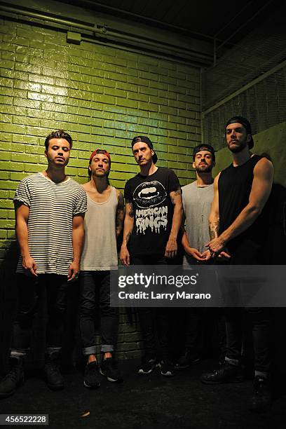 Simon Mitchell, John Taylor, Gustav Wood, Fraser Taylor and Ben Jolliffe of Young Guns pose for a portrait at Revolution on October 1, 2014 in Fort...