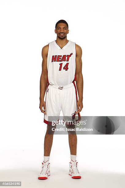 Khem Birch of the Miami Heat poses for a portrait during 2014 Media Day at the America Airlines Arena in Miami, Florida. NOTE TO USER: User expressly...