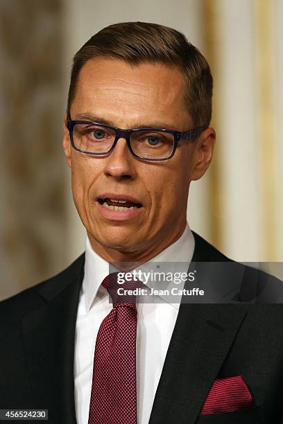 French President Francois Hollande meets Alexander Stubb, Prime Minister of Finland at the Elysee Palace on October 2, 2014 in Paris, France.