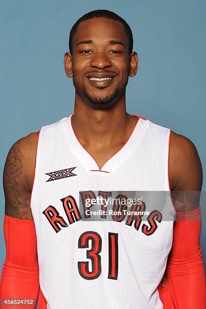 Terrence Ross of the Toronto Raptors poses for a photo during 2014 Raptors Media Day at the Air Canada Centre in Toronto, Ontario, Canada. NOTE TO...
