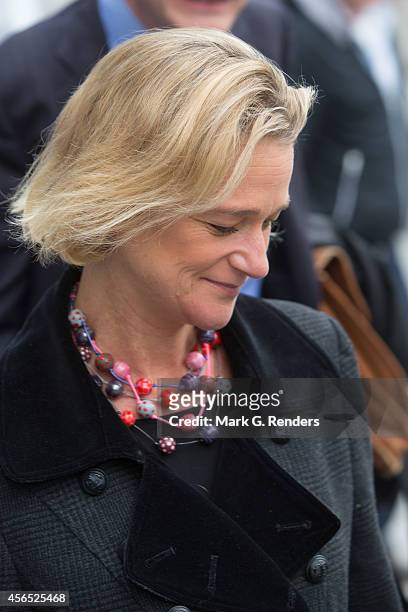 Belgian artist Delphine Boel leaves the courthouse after the pleadings in the case of Delphine Boel to contest the paternity of her father Jacques...