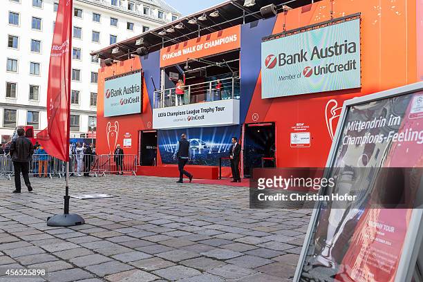 General views of the Unicredit UEFA Champions League Trophy Tour on October 2 in Vienna, Austria.
