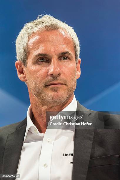 Ambassador Michael Konsel attends the press conference prior to the Unicredit UEFA Champions League Trophy Tour on October 2, 2014 in Vienna, Austria.