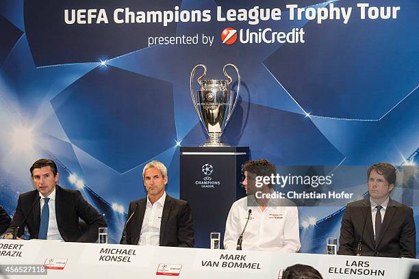 Bank Austria Board Member Robert Zadrazil, UEFA Ambassador Michael Konsel, UEFA Ambassador Mark van Bommel and UEFA Media & PR Officer Lars Ellensohn...