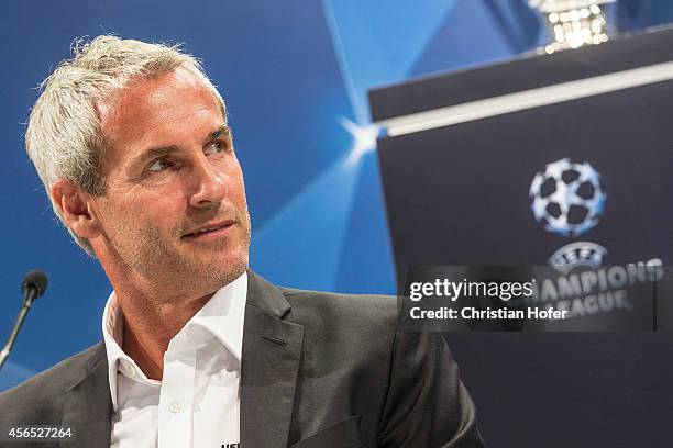 Ambassador Michael Konsel attends the press conference prior to the Unicredit UEFA Champions League Trophy Tour on October 2, 2014 in Vienna, Austria.