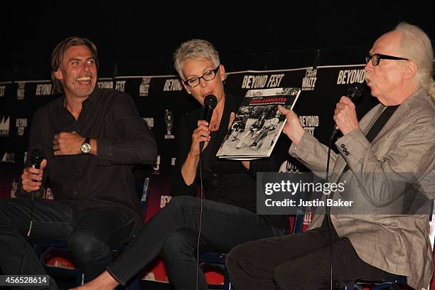 Geoff Boucher, Jamie Lee Curtis, and John Carpenter attend the American Cinematheque Film Series' Beyond Fest - "Halloween" Screening And Q&A With...