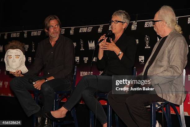 Geoff Boucher, Jamie Lee Curtis, and John Carpenter attend the American Cinematheque Film Series' Beyond Fest - "Halloween" Screening And Q&A With...