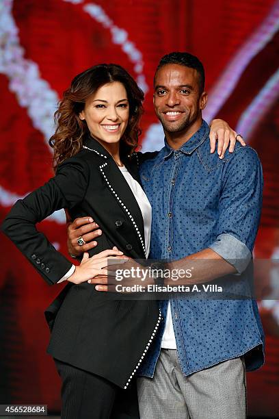 Actress Giorgia Surina and her dance partner Maykel Fonts attend 'Ballando Con Le Stelle' press conference photocall at Auditorium Rai on October 2,...