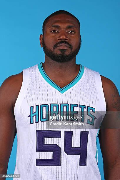 Jason Maxiell of the Charlotte Hornets poses for a portrait during 2014 NBA Media Day on September 29, 2014 at Charlotte, North Carolina. NOTE TO...