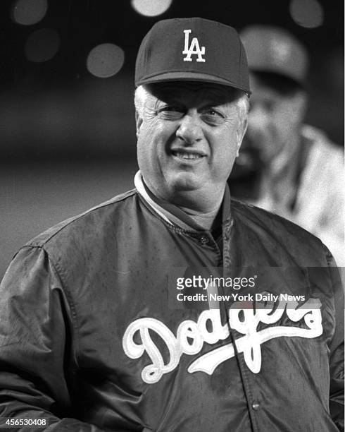 Mets vs Los Angeles Dodgers at Shea Stadium Dodger manager Tommy Lasorda before game 3.
