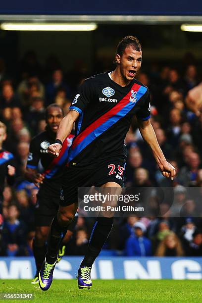 Marouane Chamakh of Crystal Palace celebrates after scoring during the Barclays Premier League match between Chelsea and Crystal Palace at Stamford...