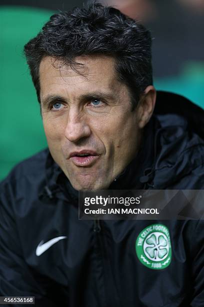 Celtic's Scottish assistant manager John Collins looks on ahead of the UEFA Europa League, Group D football match between Celtic and Dinamo Zagreb at...