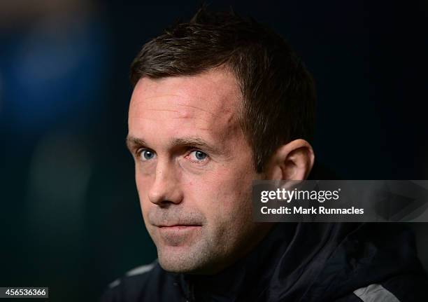 Celtic Manager Ronny Deila during the UEFA Europa League group D match between Celtic and Dinamo Zagreb at Celtic Park on October 02, 2014 in...