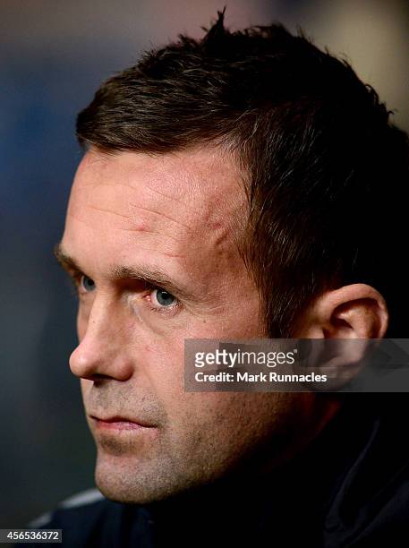Celtic Manager Ronny Deila looks on during the UEFA Europa League group D match between Celtic and Dinamo Zagreb at Celtic Park on October 02, 2014...