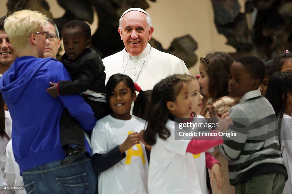 Pope Francis Holds An Audience With Santa Marta Charity Workers