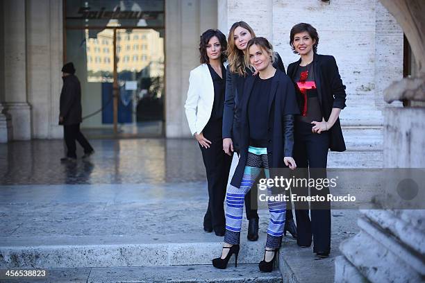 Alessia Barela, Anna Farzetti, Lucia Mascino and Vanessa Compagnucci attend the 'Il Natale Della Mamma Imperfetta' photocall at Space Moderno on...