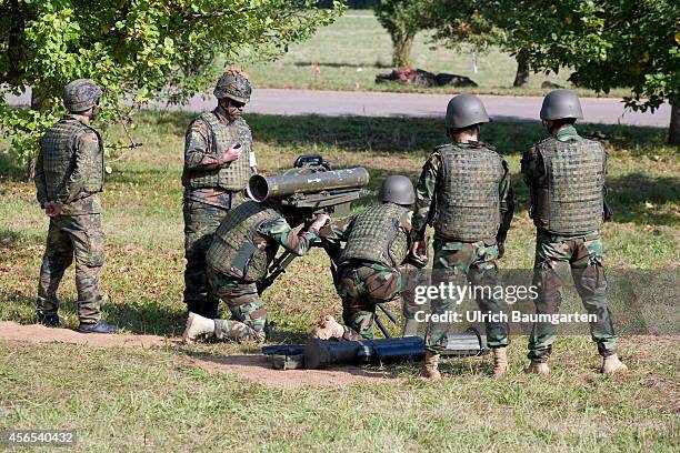 Training of Peshmerga soldiers on the antitank weapon Milan in the Infantry School Hammelburg. Left a German instructor, on October 02, 2014 in...