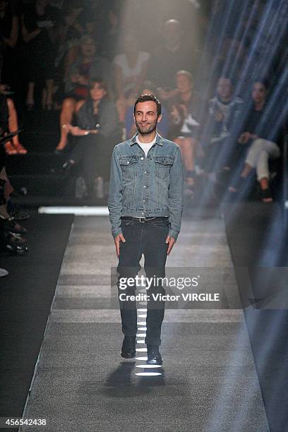 Designer Nicolas Ghesquiere walks the runway during the Louis Vuitton Ready to Wear show as part of the Paris Fashion Week Womenswear Spring/Summer...
