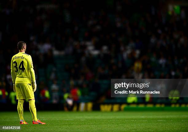 Dinamo Zagreb goalkeeper Eduardo looks on during the UEFA Europa League group D match between Celtic and Dinamo Zagreb at Celtic Park on October 02,...