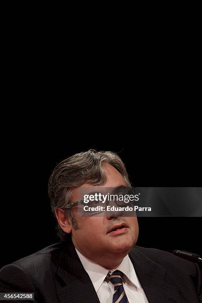 Writer Juan Manuel de Prada attends 'Morir bajo tu cielo' book presentation at Cervantes Institute on October 2, 2014 in Madrid, Spain.