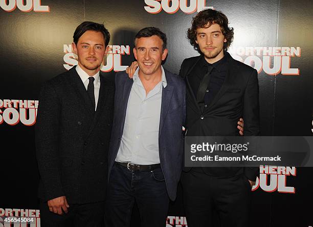 Elliot Langridge, Steve Coogan and Joshua Whitehouse attend the UK Gala screening of "Northern Soul" at Curzon Soho on October 2, 2014 in London,...