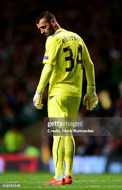 Dinamo Zagreb goalkeeper Eduardo looks on during the UEFA Europa League group D match between Celtic and Dinamo Zagreb at Celtic Park on October 02,...