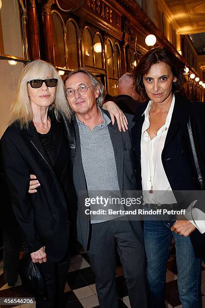 Betty Catroux, Pierre Passebon and Ines de la Fressange attend "Monsieur Dior Il etait une fois..." book signingin Galerie Passebon on October 2,...