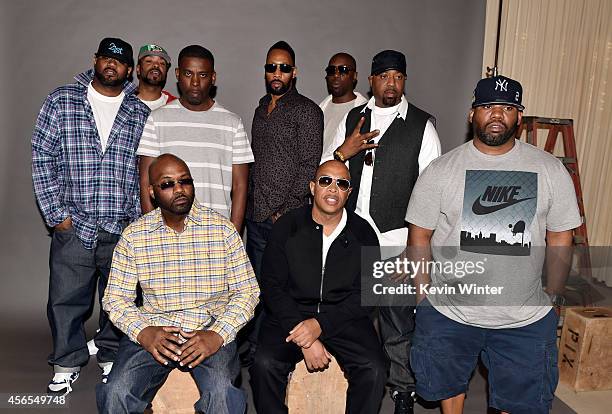 Rappers Ghostface Killah, Method Man, GZA, RZA, Inspectah Deck, Cappadonna, Raekwon, , Masta Killa and U-God of the Wu-Tang Clan pose at a press...