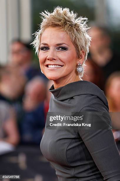 Inka Bause attends the red carpet of the Deutscher Fernsehpreis 2014 on October 02, 2014 in Cologne, Germany.