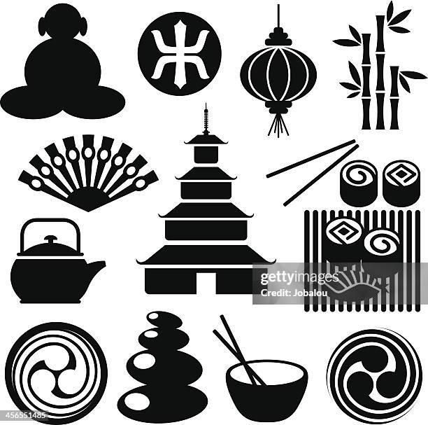 illustrations, cliparts, dessins animés et icônes de icônes de zen - pagode