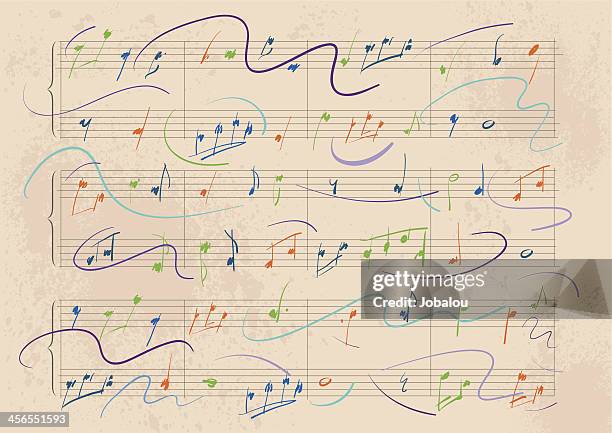 ilustraciones, imágenes clip art, dibujos animados e iconos de stock de dinámico de puntaje de musical - musical note