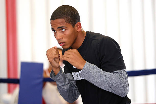 Felix Verdejo shadow boxes in the ring during a media day workout at the Orlando Sports Martial Arts Academy on October 2, 2014 in Orlando, Florida.