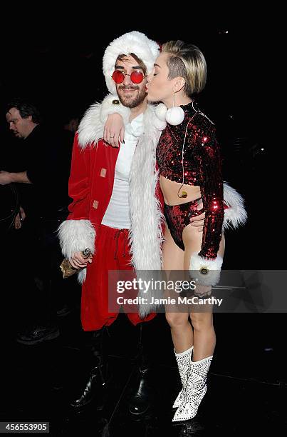 Miley Cyrus poses backstage at Z100's Jingle Ball 2013, presented by Aeropostale, at Madison Square Garden on December 13, 2013 in New York City.