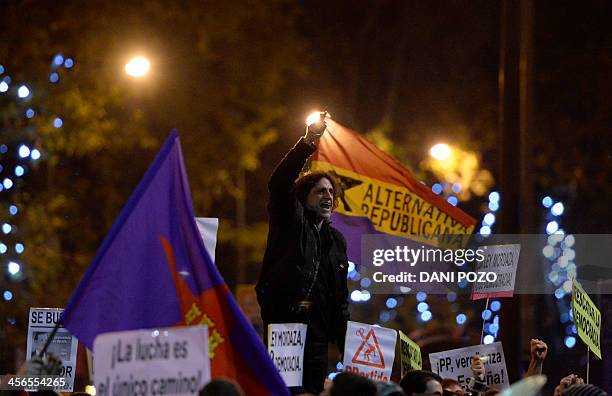 Supporters of anticapitalist social movement Rodea El Congreso demonstrate outside the congress during a protest dubbed "Surround the congress" in...