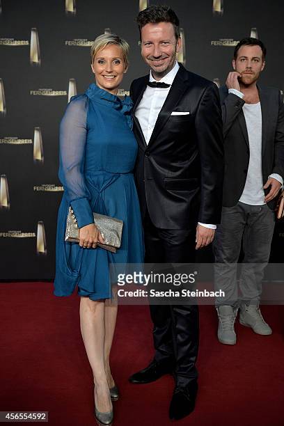 Janine Steeger and Thorsten Schorn arrive at the "Deutscher Fernsehpreis 2014" at Coloneum on October 2, 2014 in Cologne, Germany.