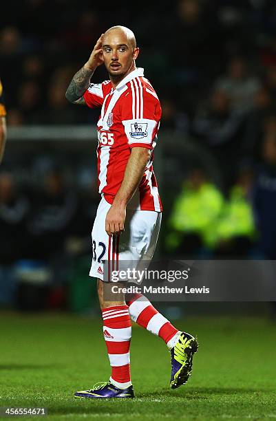 Stephen Ireland of Stoke City reacts after having a goal ruled out for offside during the Barclays Premier League match between Hull City and Stoke...