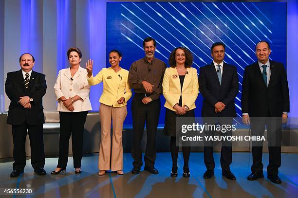 Brazilian Presidential candidates, Brazilian President and candidate for the Workers Party Dilma Rousseff , for the Brazilian Socialist Party Marina...