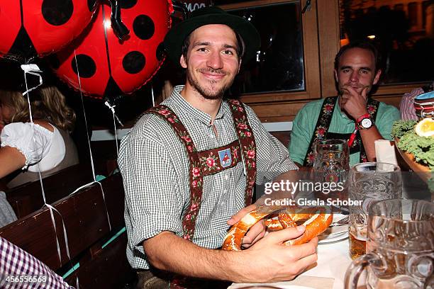 Skier Felix Neureuther during Oktoberfest at Kaeferzelt/Theresienwiese on October 2, 2014 in Munich, Germany.